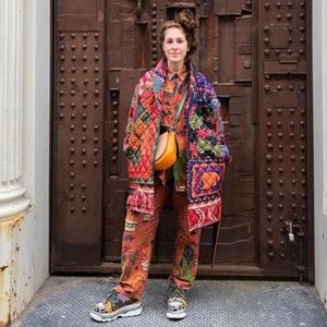 Farm Rio Patchwork Tapestry Crochet Puffer Jacket Size L